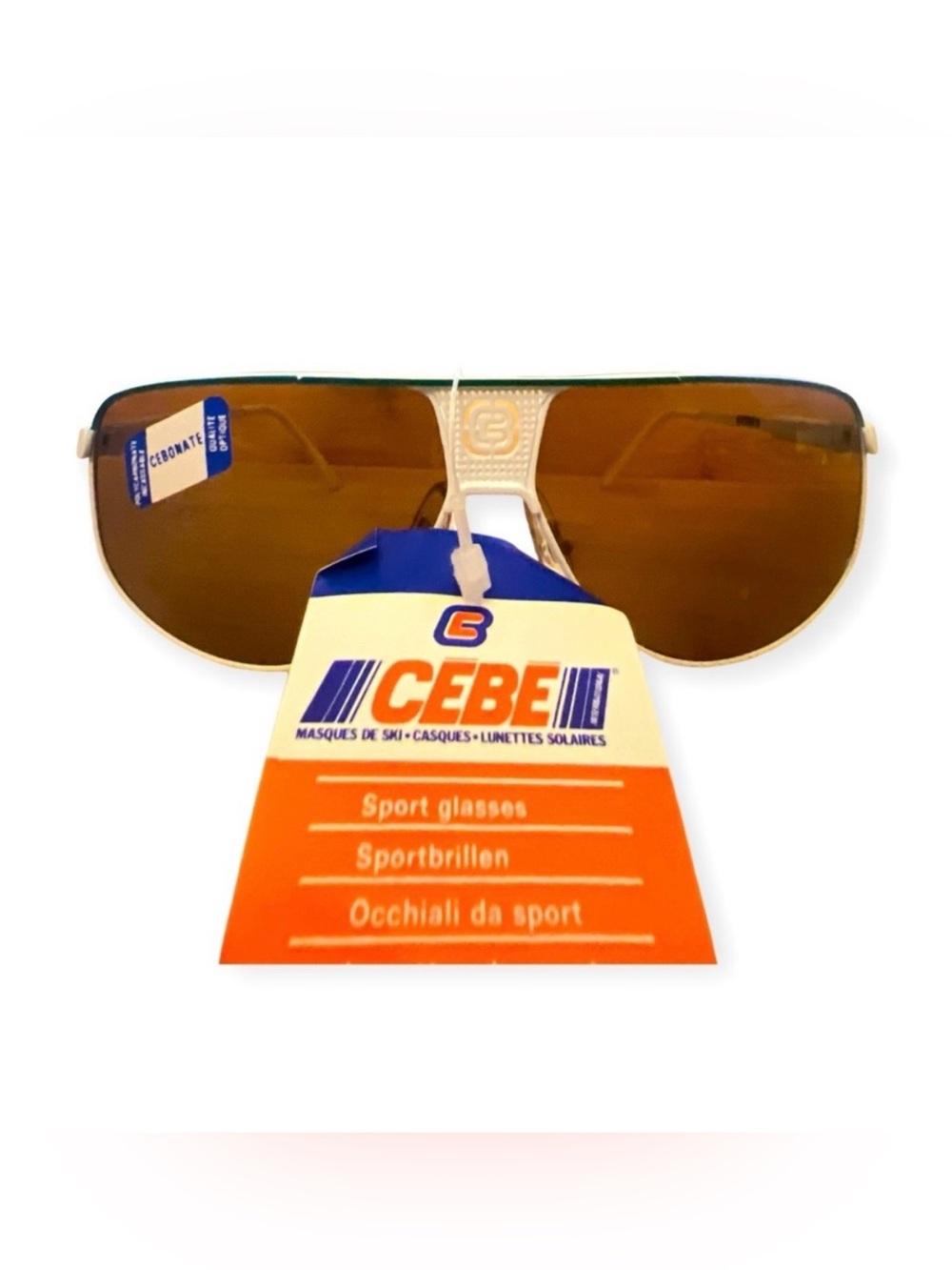 CEBE France Bijoux Metal Aviator‎ Sunglasses, White with Green, NWT, Unisex